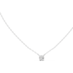 Round Solitaire Four Prong Set Lab Grown Diamond Pendant Angled Perspective