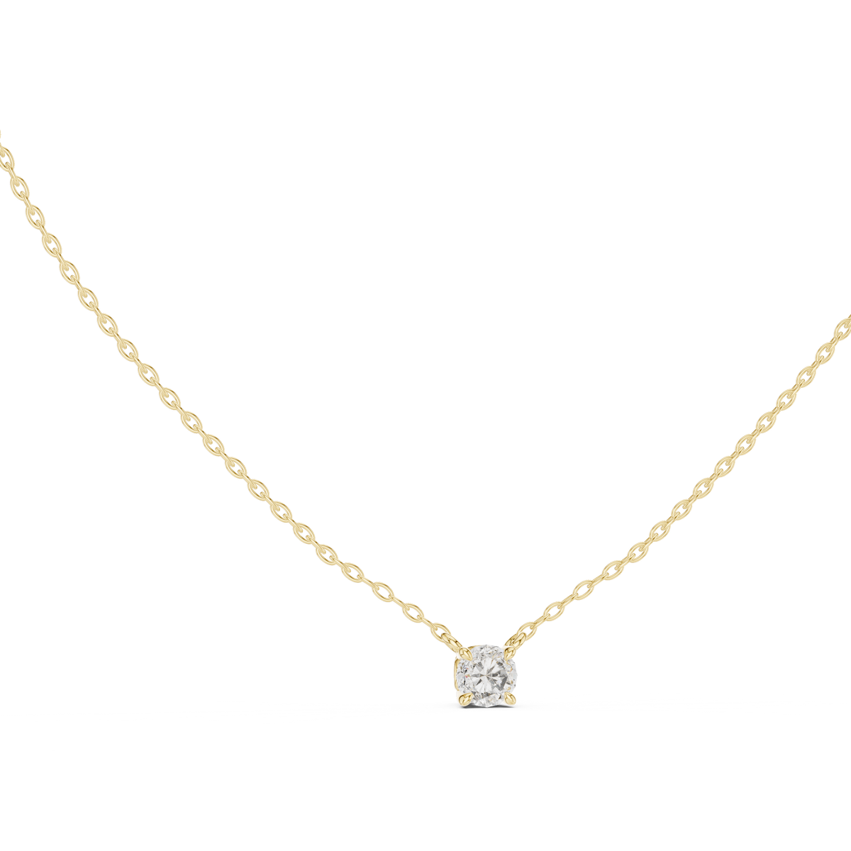 Round Solitaire Lab Grown Four Prong Set Diamond Pendant Front View