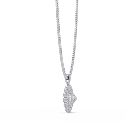 Round Sunburst Lab Grown Diamond Pendant With Cuban Link Chain - HIGHCARAT DIAMONDS