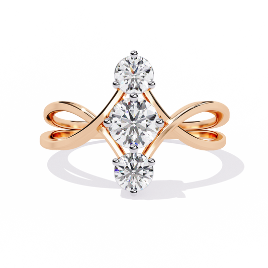 Round Three Stone Lab Diamond Split Shank Ring - HIGHCARAT DIAMONDS