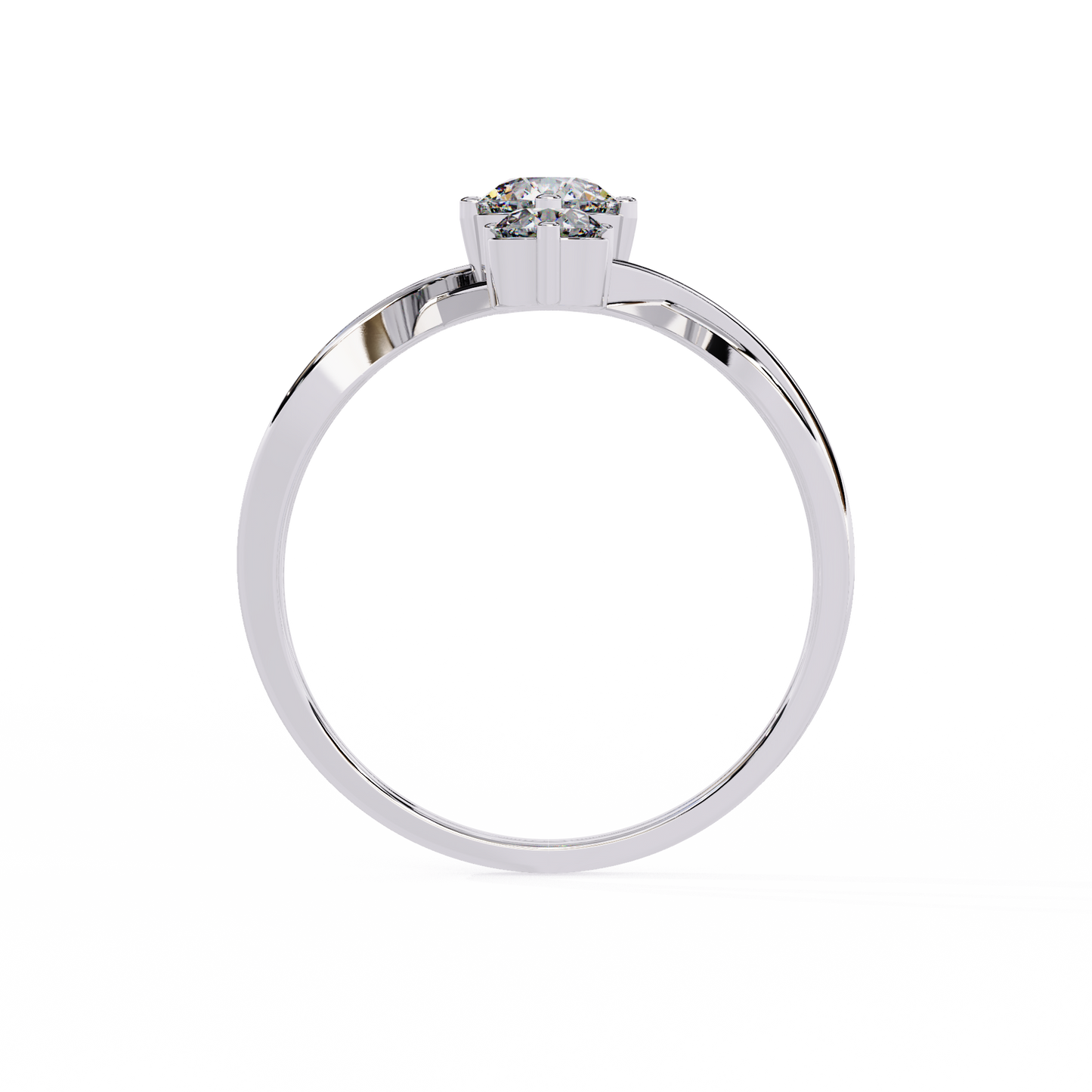 Round Three Stone Lab Diamond Split Shank Ring - HIGHCARAT DIAMONDS