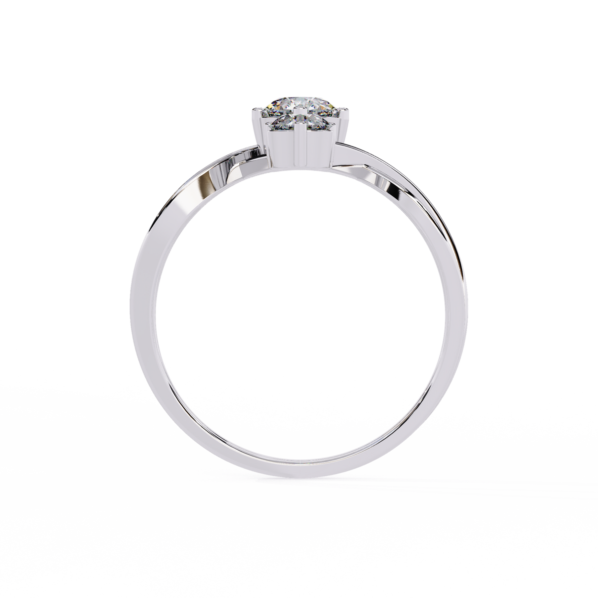Round Three Stone Lab Diamond Split Shank Ring - HIGHCARAT DIAMONDS