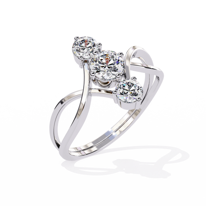 Round Three Stone Lab Diamond Split Shank Ring - HIGHCARAT DIAMONDS