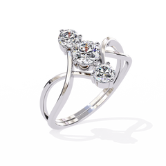 Round Three Stone Lab Diamond Split Shank Ring - HIGHCARAT DIAMONDS
