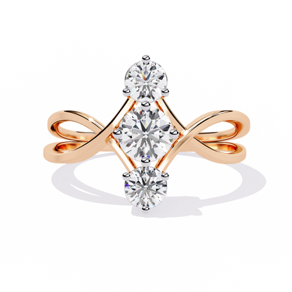 Round Three Stone Lab Diamond Split Shank Ring - HIGHCARAT DIAMONDS