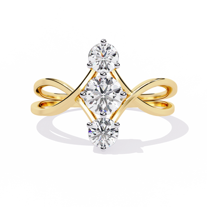 Round Three Stone Lab Diamond Split Shank Ring - HIGHCARAT DIAMONDS