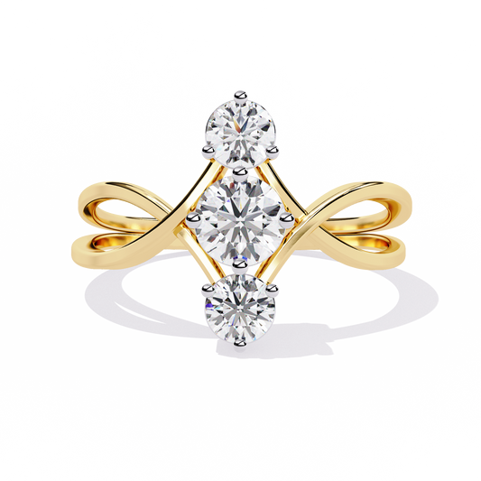 Round Three Stone Lab Diamond Split Shank Ring - HIGHCARAT DIAMONDS