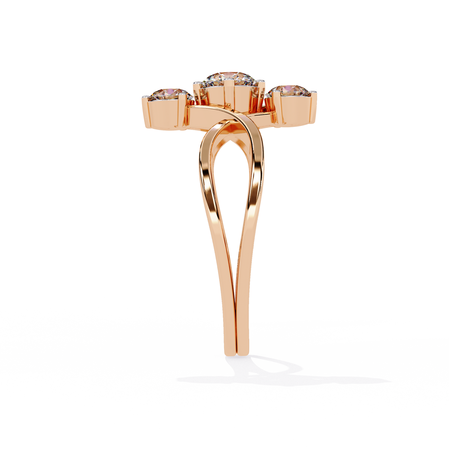 Round Three Stone Lab Diamond Split Shank Ring - HIGHCARAT DIAMONDS