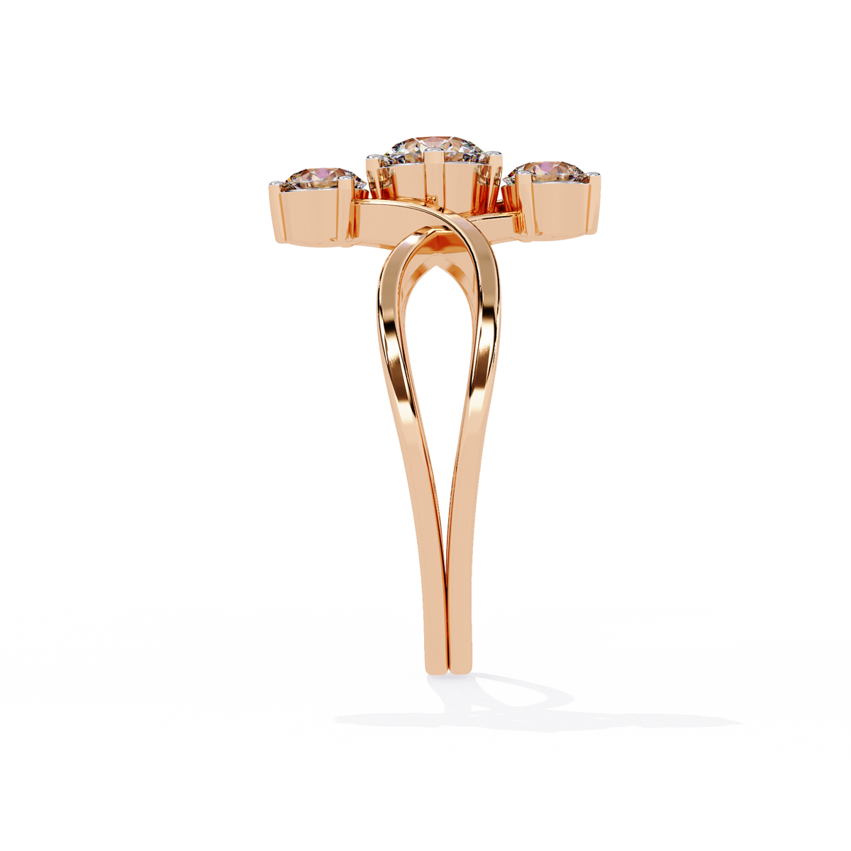 Round Three Stone Lab Diamond Split Shank Ring - HIGHCARAT DIAMONDS