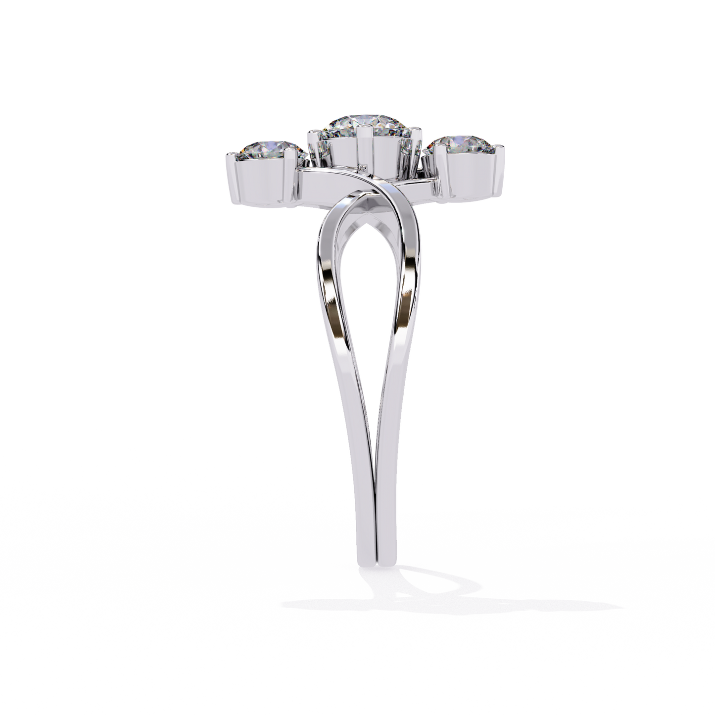 Round Three Stone Lab Diamond Split Shank Ring - HIGHCARAT DIAMONDS