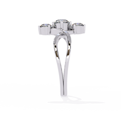 Round Three Stone Lab Diamond Split Shank Ring - HIGHCARAT DIAMONDS