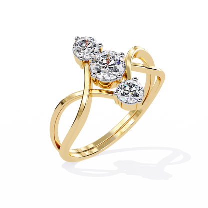 Round Three Stone Lab Diamond Split Shank Ring - HIGHCARAT DIAMONDS