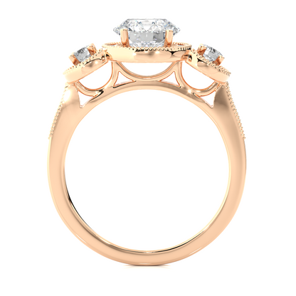 Round Cut Three Stone 14k Yellow Gold  Lab Grown  Diamond High Quality Certified Trilogy Diamond Ring - HIGHCARAT DIAMONDS