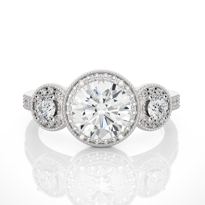 Round Cut Three Stone 14k Yellow Gold  Lab Grown  Diamond High Quality Certified Trilogy Diamond Ring - HIGHCARAT DIAMONDS