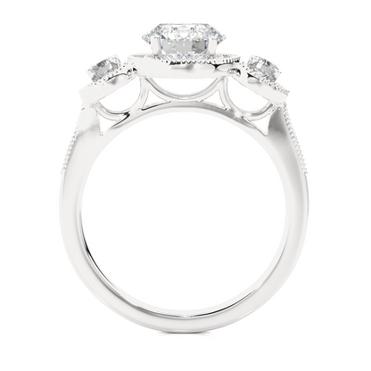 Round Cut Three Stone 14k Yellow Gold  Lab Grown  Diamond High Quality Certified Trilogy Diamond Ring - HIGHCARAT DIAMONDS
