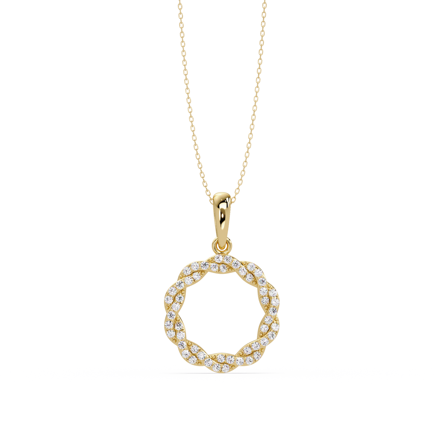 Round Twisted Lab Grown Diamond Circle Pendant Necklace - HIGHCARAT DIAMONDS