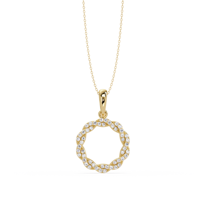 Round Twisted Lab Grown Diamond Circle Pendant Necklace - HIGHCARAT DIAMONDS