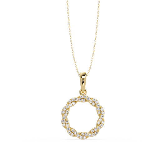 Round Twisted Lab Grown Diamond Circle Pendant Necklace - HIGHCARAT DIAMONDS