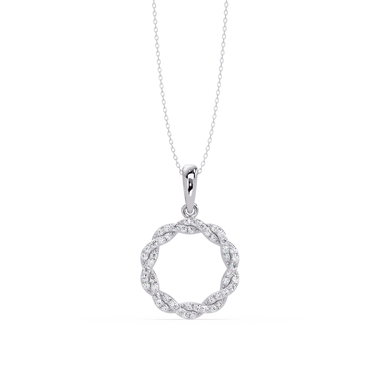Round Twisted Lab Grown Diamond Circle Pendant Necklace - HIGHCARAT DIAMONDS