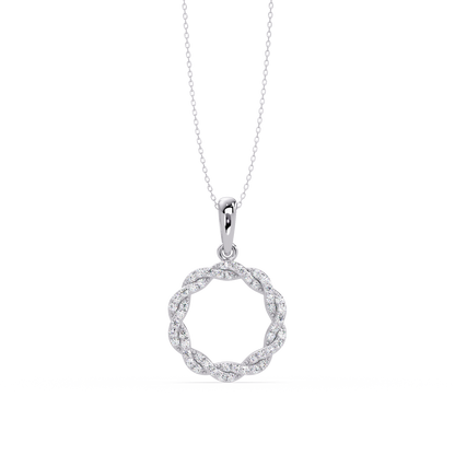 Round Twisted Lab Grown Diamond Circle Pendant Necklace - HIGHCARAT DIAMONDS