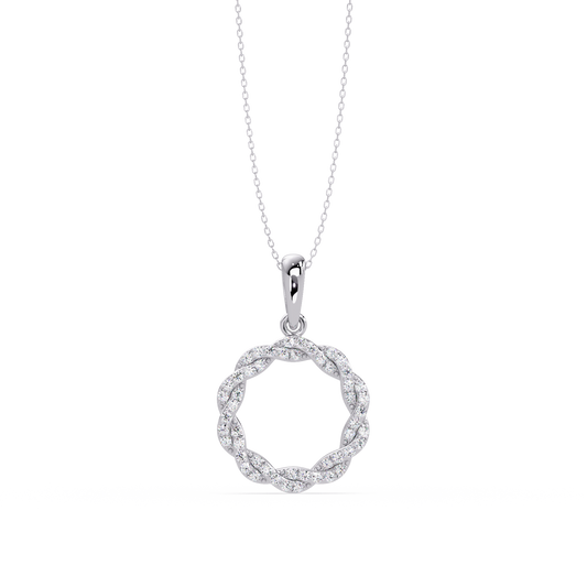 Round Twisted Lab Grown Diamond Circle Pendant Necklace - HIGHCARAT DIAMONDS