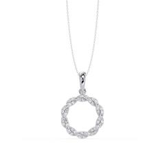 Round Twisted Lab Grown Diamond Circle Pendant Necklace - HIGHCARAT DIAMONDS