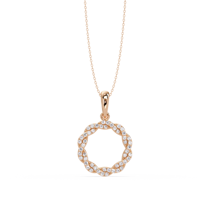 Round Twisted Lab Grown Diamond Circle Pendant Necklace - HIGHCARAT DIAMONDS