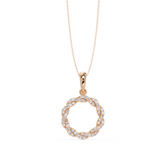 Round Twisted Lab Grown Diamond Circle Pendant Necklace - HIGHCARAT DIAMONDS