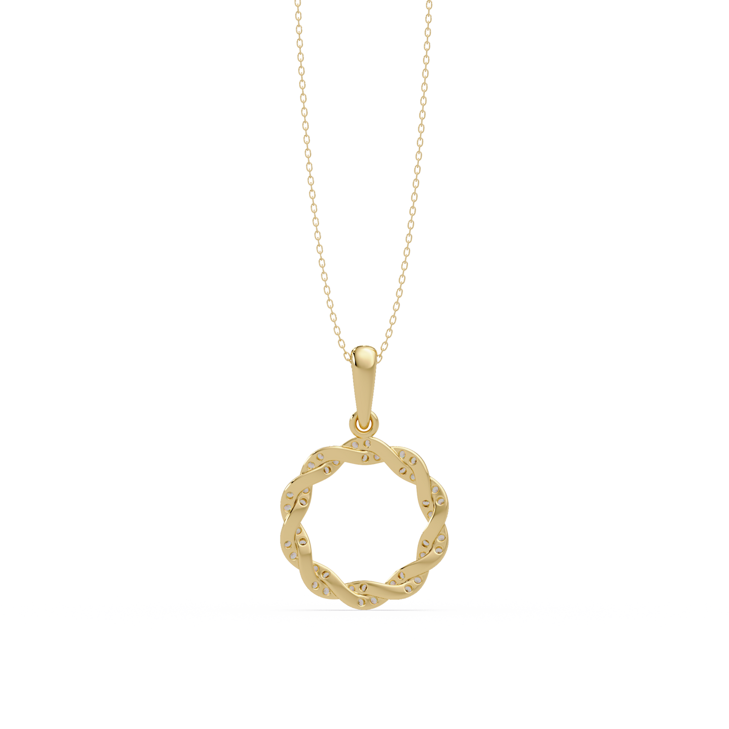 Round Twisted Lab Grown Diamond Circle Pendant Necklace - HIGHCARAT DIAMONDS