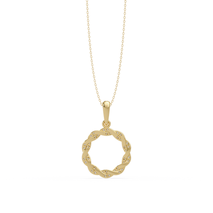 Round Twisted Lab Grown Diamond Circle Pendant Necklace - HIGHCARAT DIAMONDS