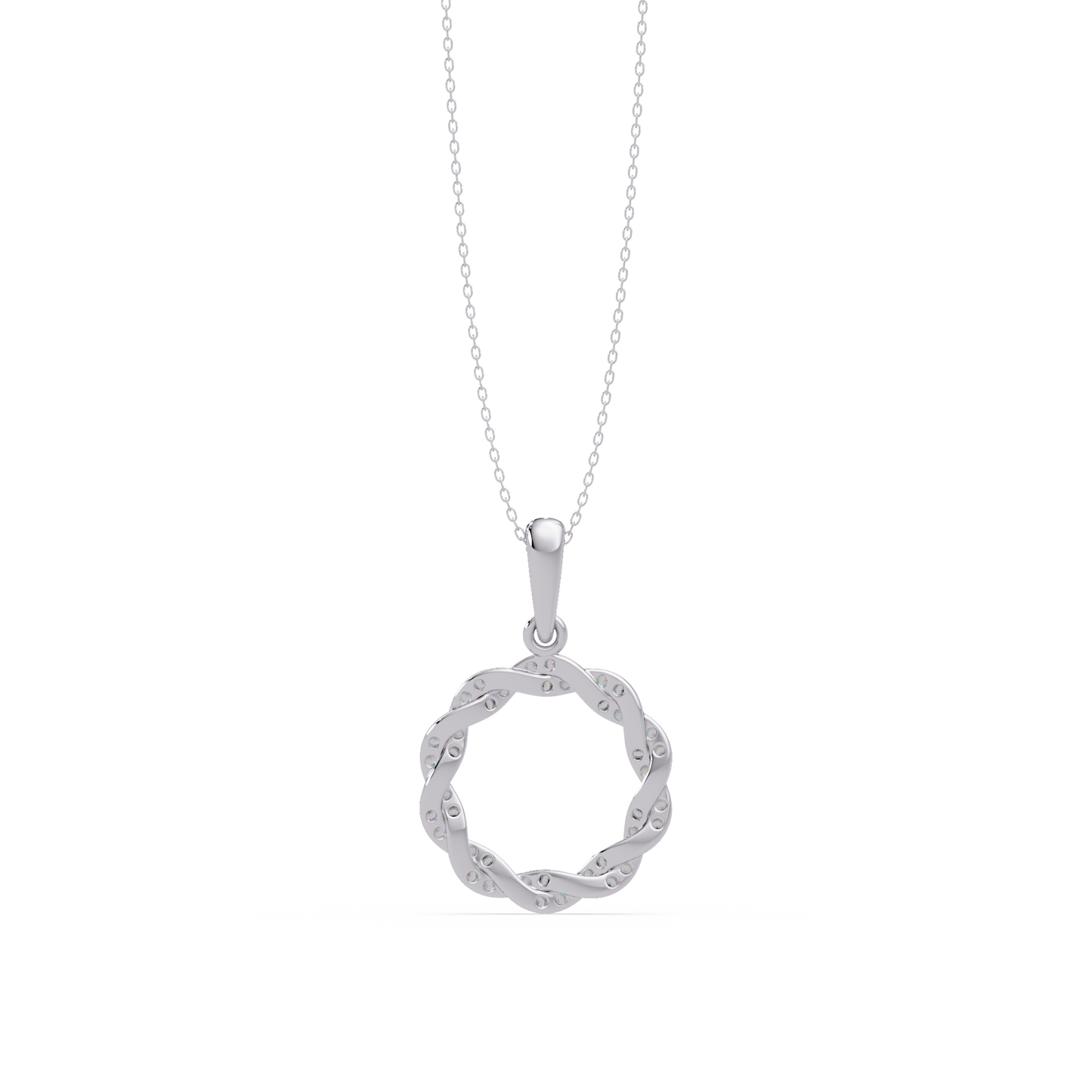 Round Twisted Lab Grown Diamond Circle Pendant Necklace - HIGHCARAT DIAMONDS