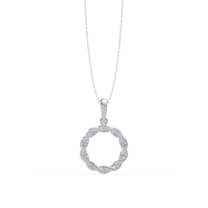 Round Twisted Lab Grown Diamond Circle Pendant Necklace - HIGHCARAT DIAMONDS