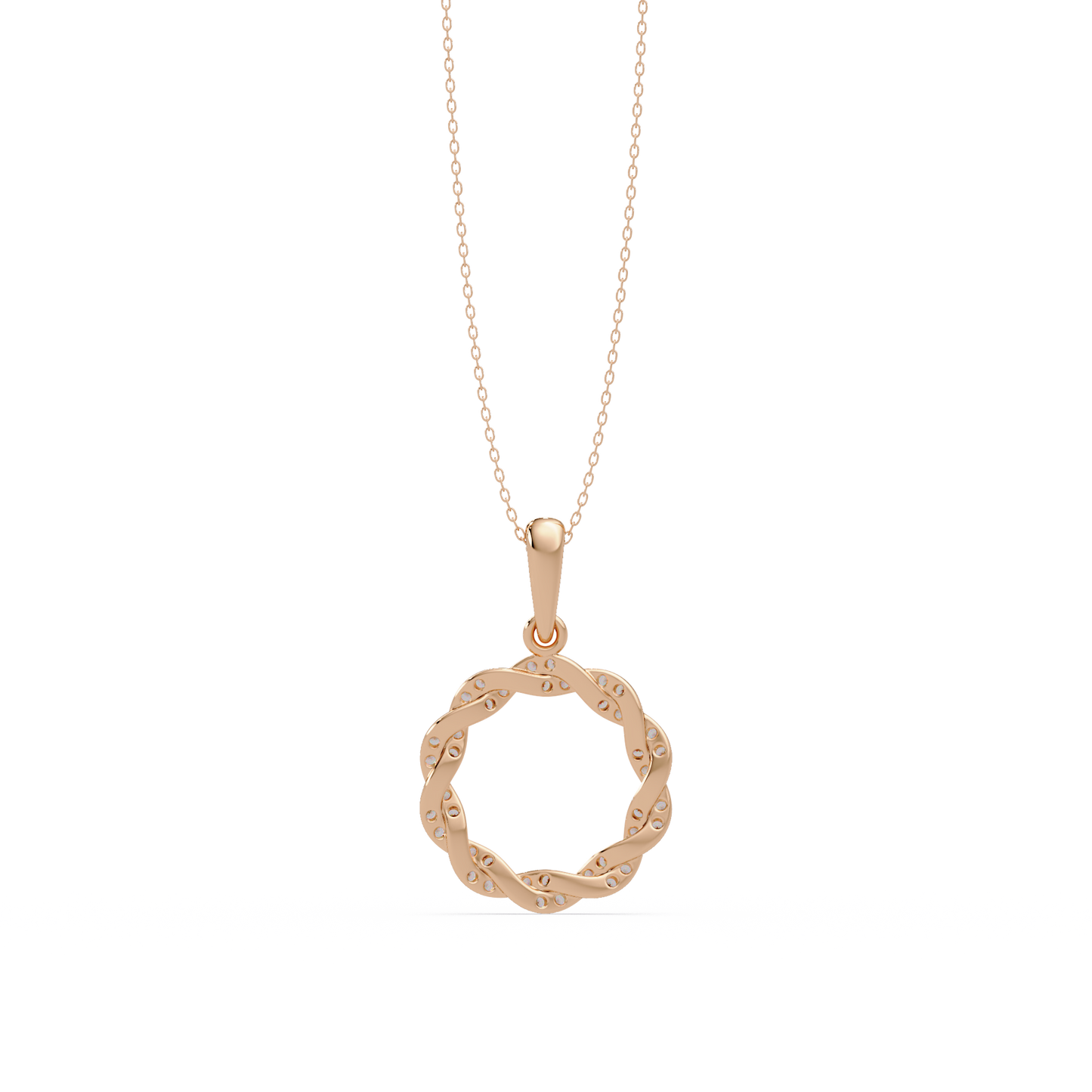 Round Twisted Lab Grown Diamond Circle Pendant Necklace - HIGHCARAT DIAMONDS