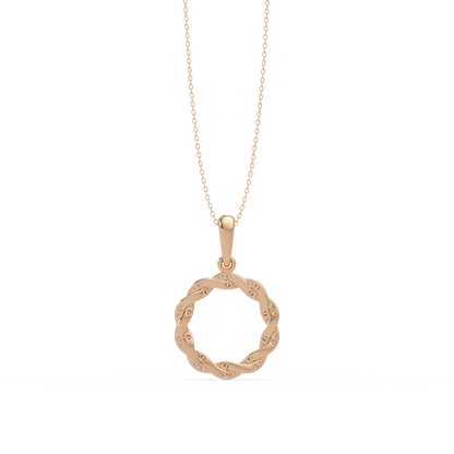 Round Twisted Lab Grown Diamond Circle Pendant Necklace - HIGHCARAT DIAMONDS