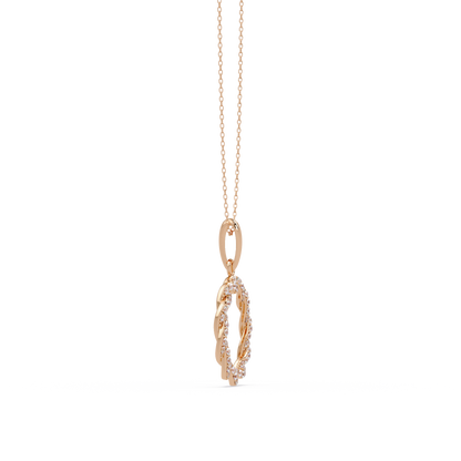 Round Twisted Lab Grown Diamond Circle Pendant Necklace - HIGHCARAT DIAMONDS