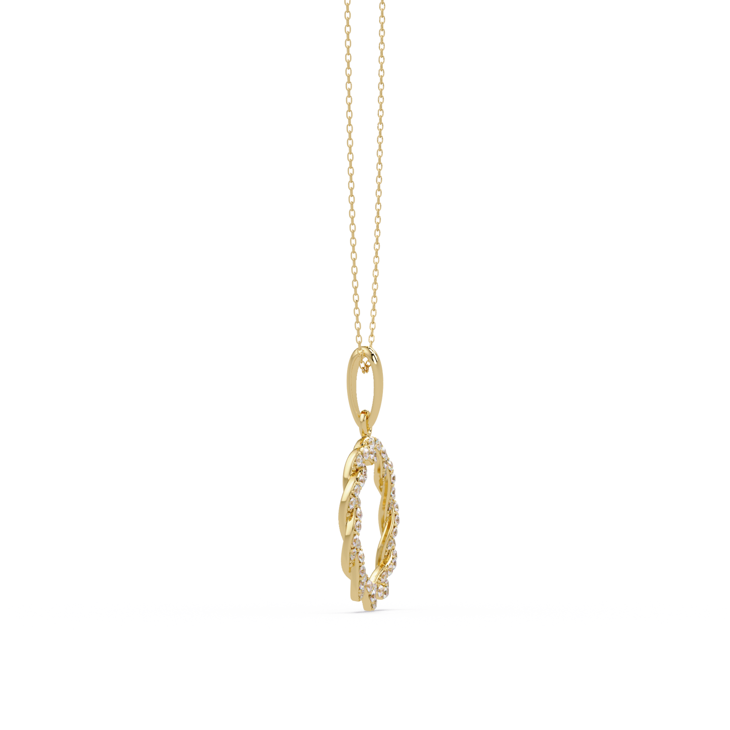 Round Twisted Lab Grown Diamond Circle Pendant Necklace - HIGHCARAT DIAMONDS
