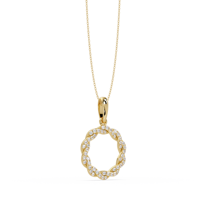 Round Twisted Lab Grown Diamond Circle Pendant Necklace - HIGHCARAT DIAMONDS