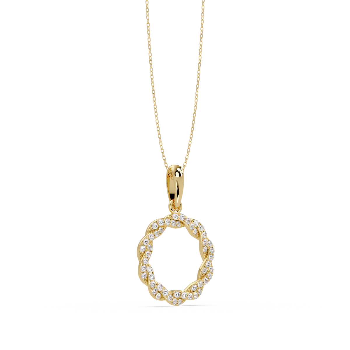 Round Twisted Lab Grown Diamond Circle Pendant Necklace - HIGHCARAT DIAMONDS