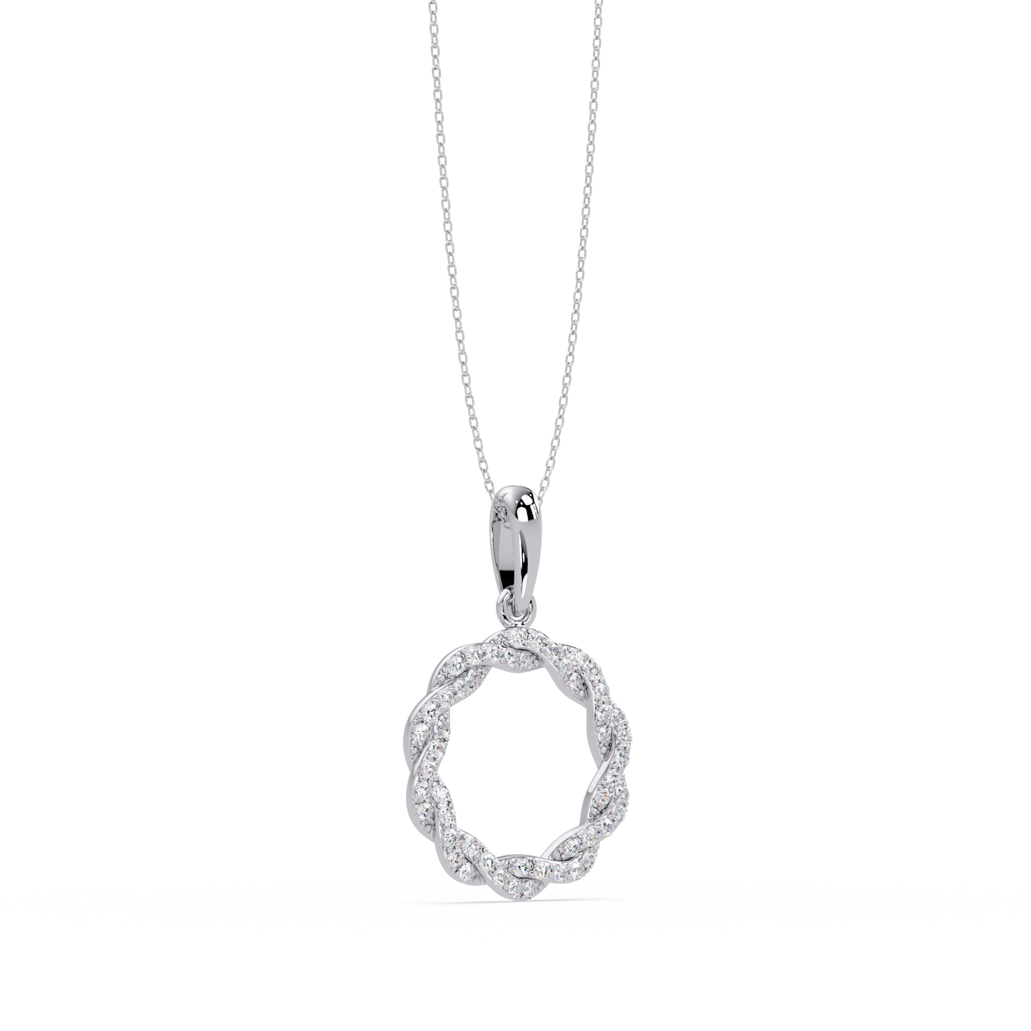 Round Twisted Lab Grown Diamond Circle Pendant Necklace - HIGHCARAT DIAMONDS