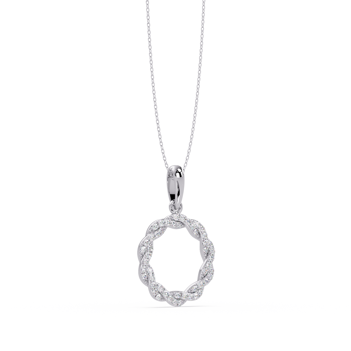 Round Twisted Lab Grown Diamond Circle Pendant Necklace - HIGHCARAT DIAMONDS