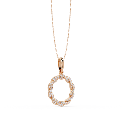 Round Twisted Lab Grown Diamond Circle Pendant Necklace - HIGHCARAT DIAMONDS