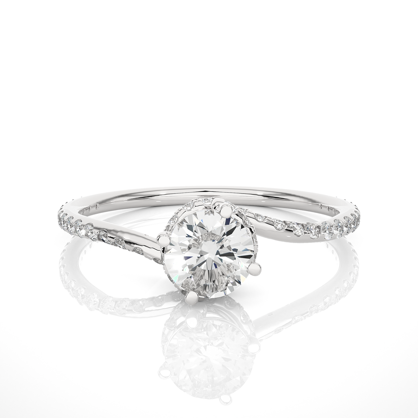 Round Twisted Shank Lab Grown Diamond Engagement Ring - HIGHCARAT DIAMONDS