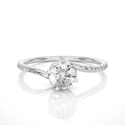 Round Twisted Shank Lab Grown Diamond Engagement Ring - HIGHCARAT DIAMONDS