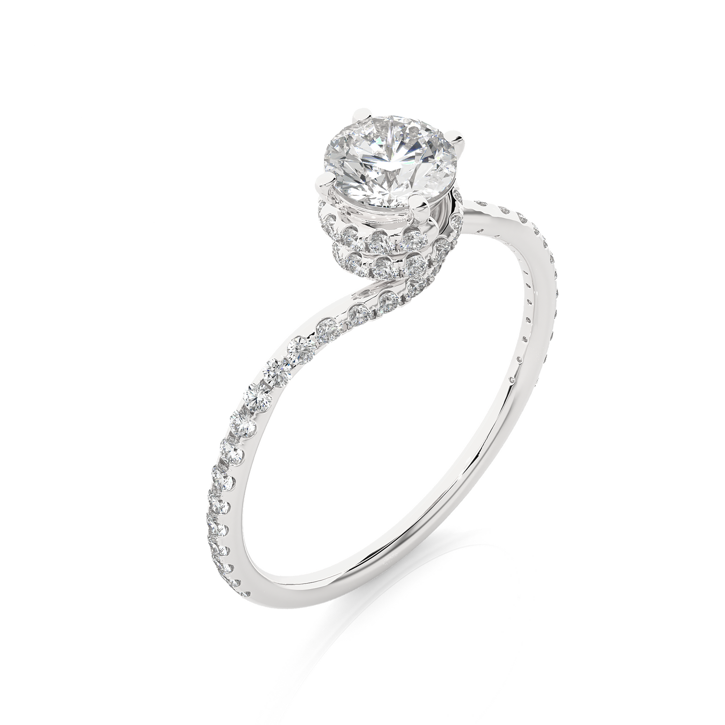 Round Twisted Shank Lab Grown Diamond Engagement Ring - HIGHCARAT DIAMONDS