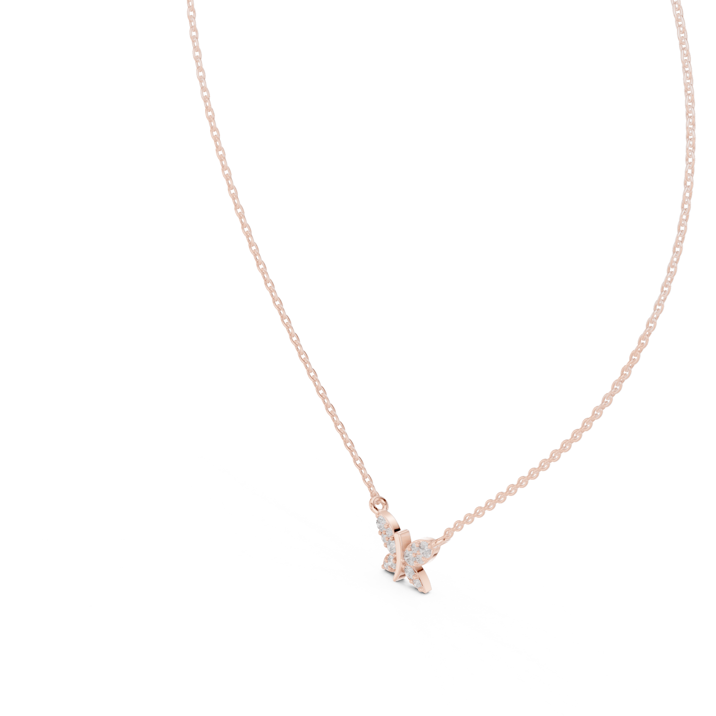 Butterfly Shape 14k Solid Gold Round Cut Lab Grown-Natural Diamond Pendant For Her - HIGHCARAT DIAMONDS