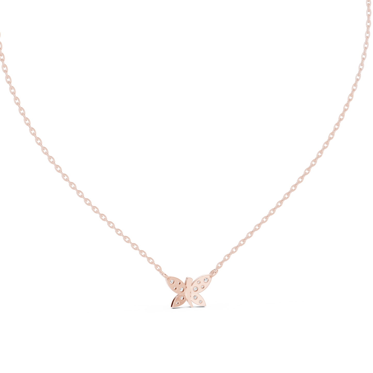 Butterfly Shape 14k Solid Gold Round Cut Lab Grown-Natural Diamond Pendant For Her - HIGHCARAT DIAMONDS