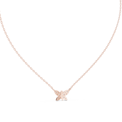 Butterfly Shape 14k Solid Gold Round Cut Lab Grown-Natural Diamond Pendant For Her - HIGHCARAT DIAMONDS