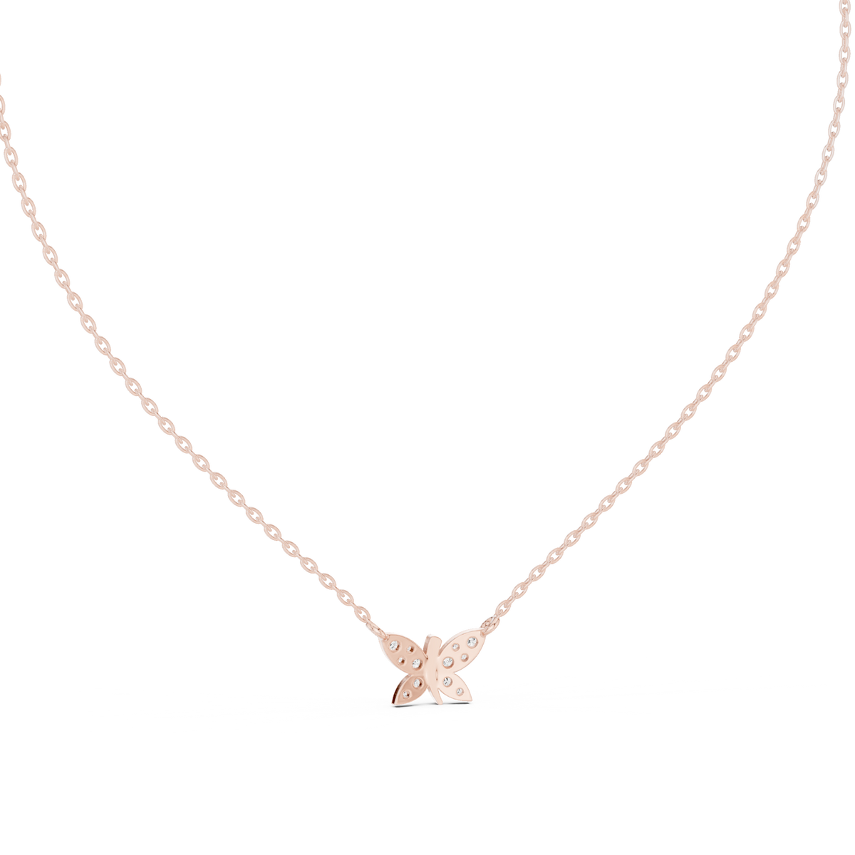 Round Vintage Butterfly Style Lab Grown Diamond Pendant Alternate Angle