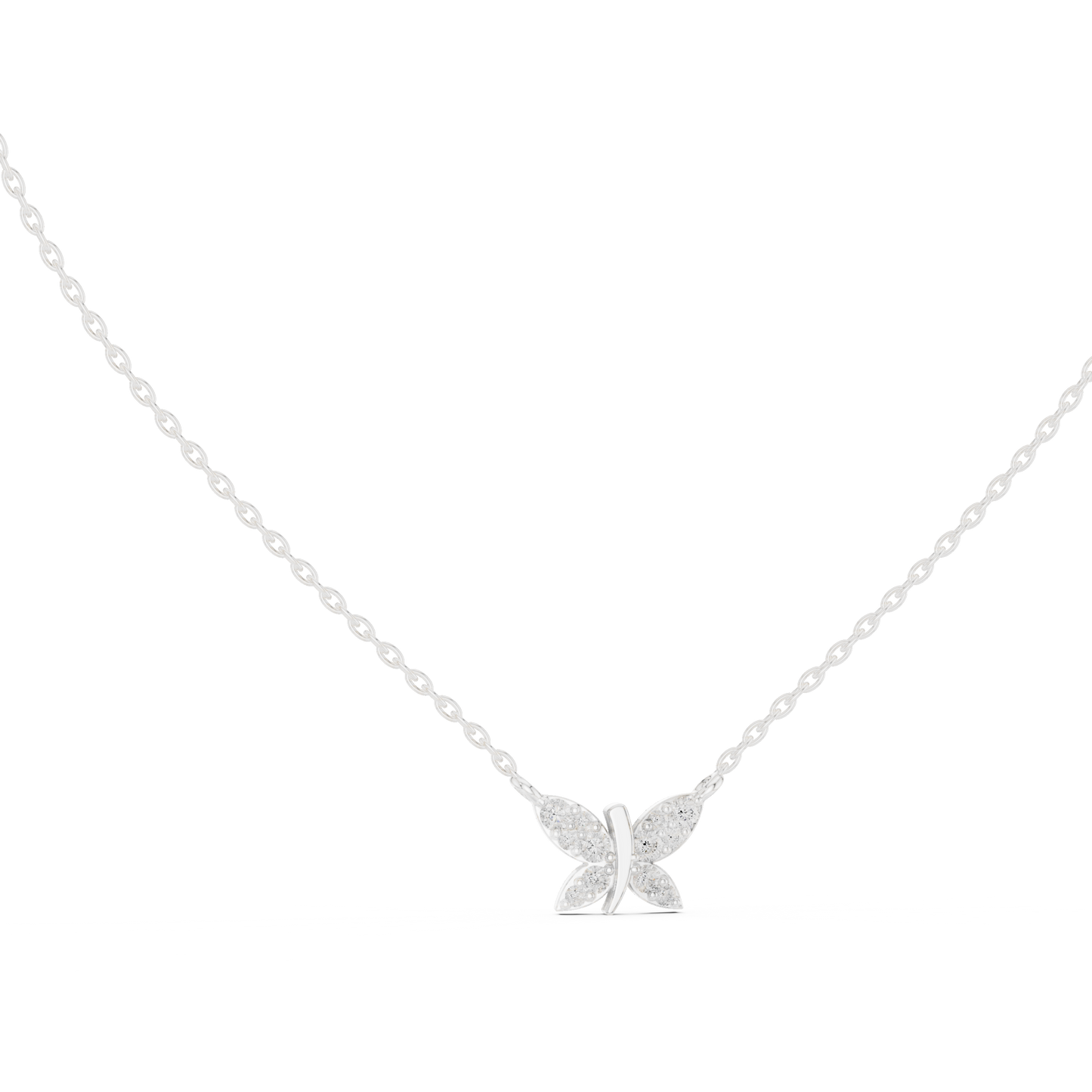 Butterfly Shape 14k Solid Gold Round Cut Lab Grown-Natural Diamond Pendant For Her - HIGHCARAT DIAMONDS
