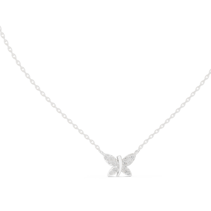 Butterfly Shape 14k Solid Gold Round Cut Lab Grown-Natural Diamond Pendant For Her - HIGHCARAT DIAMONDS